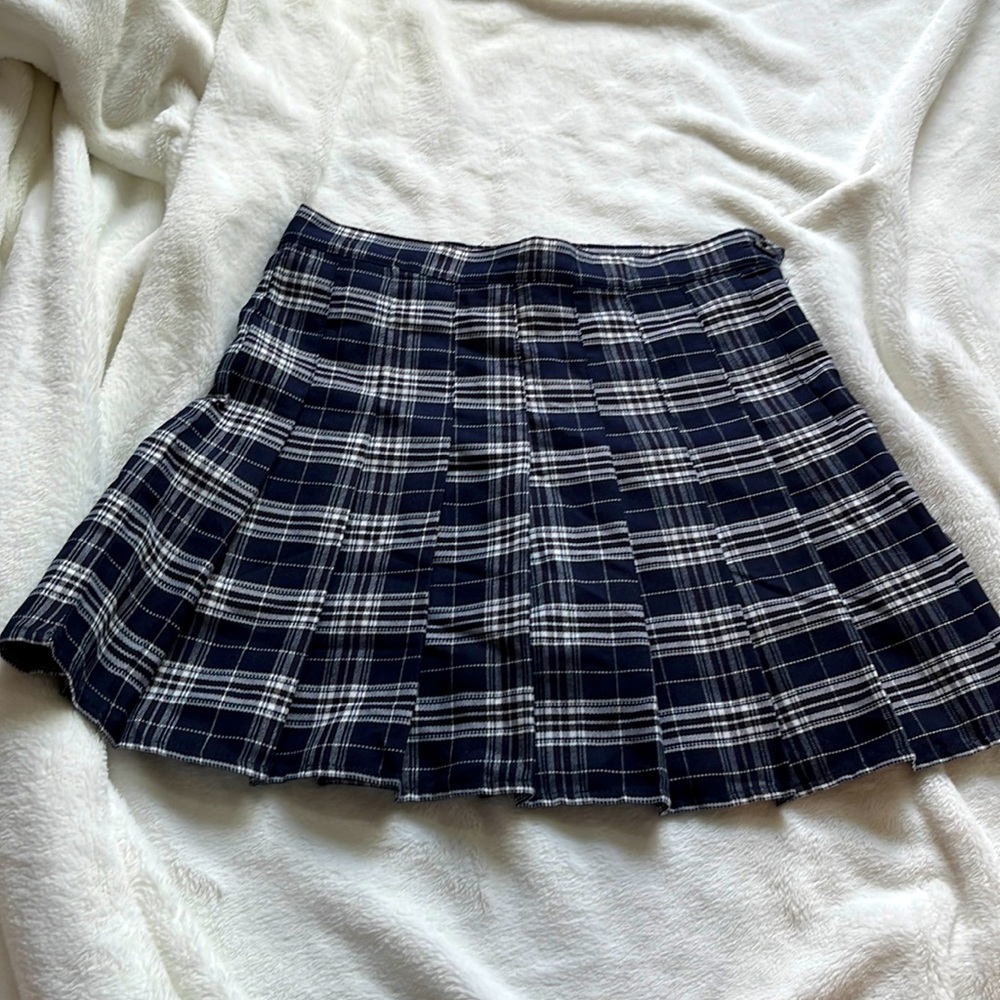 Mini skirt navy blue and white plaid